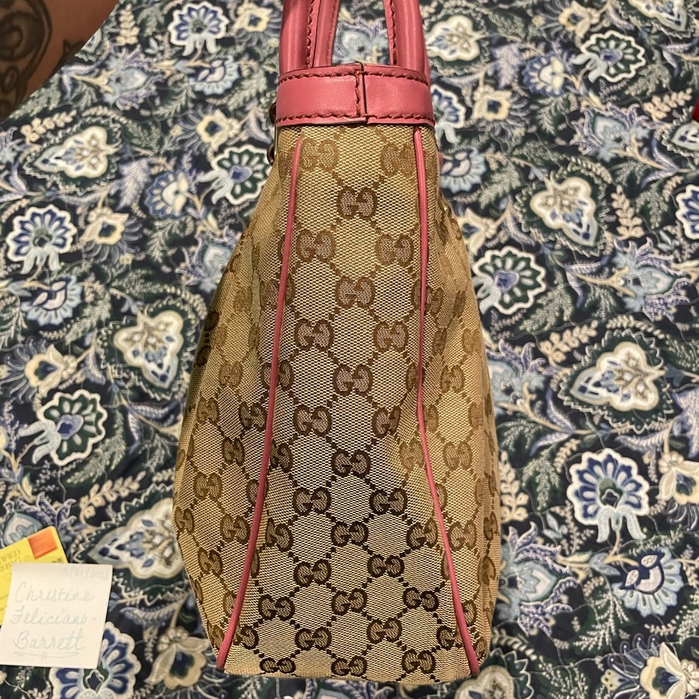Gucci Sukey Top Handle Medium Tote GG Canvas with Mauve/Rose Leather Trim - Picture 5 of 15